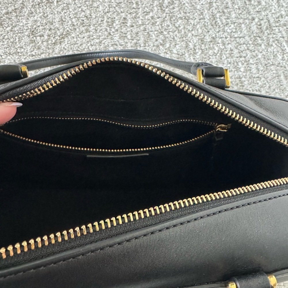 Veronica Beard Black Leather Double-Handle Satchel - Picture 7 of 8